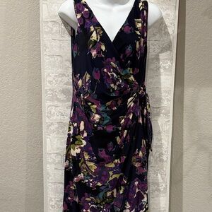 American Living Floral Wrap Dress in Purple and Green